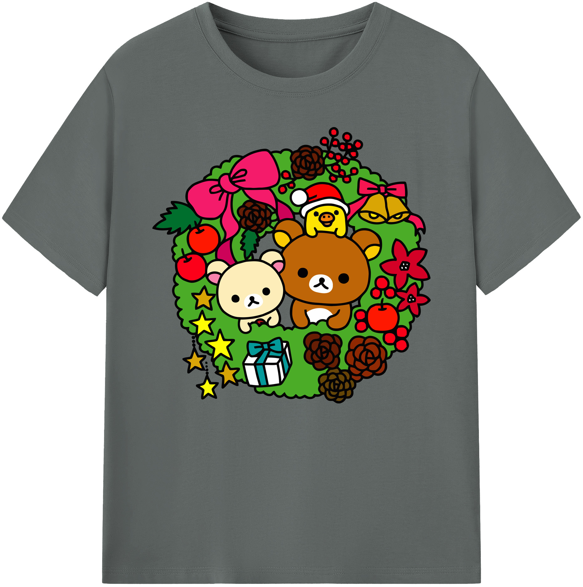 （画像用） リラックマ リラックマ キイロイトリ Rilakkuma Korilakkuma Kiiroitori 綿100％ メンズ半袖Tシャツ｜肌触りやわらか＆通気性